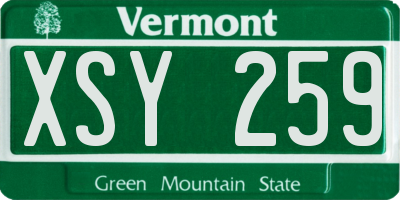 VT license plate XSY259