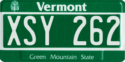 VT license plate XSY262