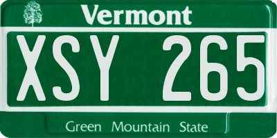 VT license plate XSY265