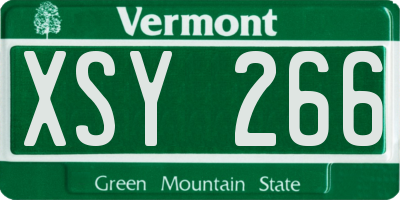VT license plate XSY266