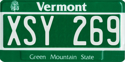 VT license plate XSY269