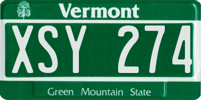 VT license plate XSY274