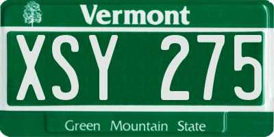 VT license plate XSY275