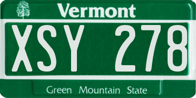 VT license plate XSY278