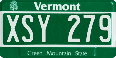 VT license plate XSY279