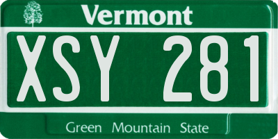 VT license plate XSY281