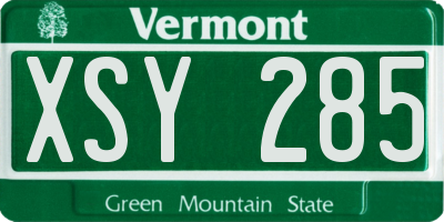 VT license plate XSY285