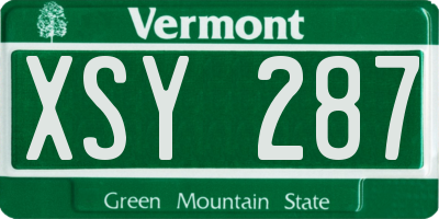 VT license plate XSY287