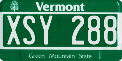 VT license plate XSY288