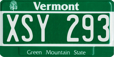 VT license plate XSY293