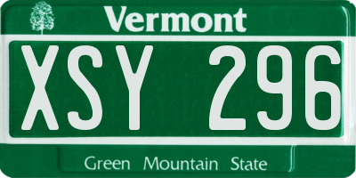 VT license plate XSY296