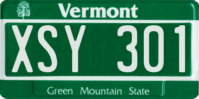 VT license plate XSY301