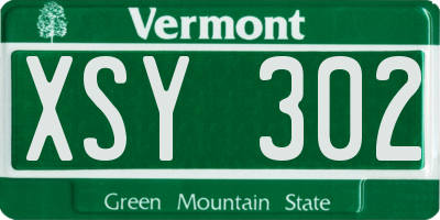 VT license plate XSY302