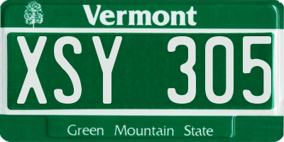 VT license plate XSY305