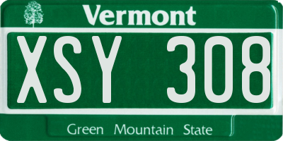 VT license plate XSY308