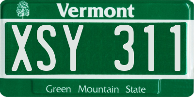 VT license plate XSY311