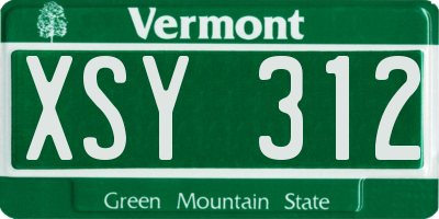 VT license plate XSY312