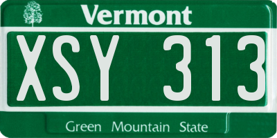 VT license plate XSY313