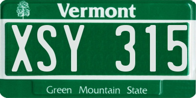 VT license plate XSY315