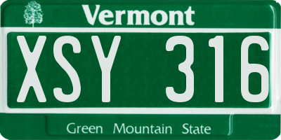 VT license plate XSY316