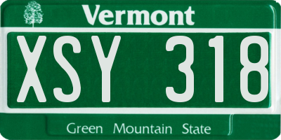VT license plate XSY318