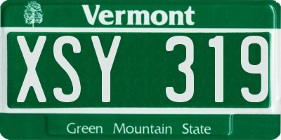 VT license plate XSY319