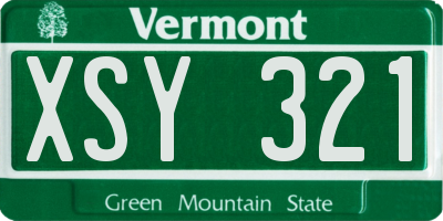 VT license plate XSY321