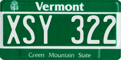 VT license plate XSY322