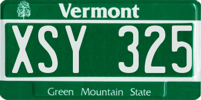 VT license plate XSY325