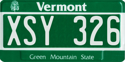 VT license plate XSY326