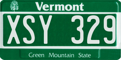 VT license plate XSY329