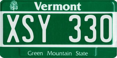 VT license plate XSY330