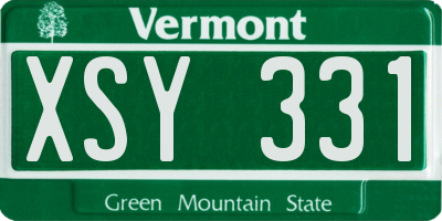 VT license plate XSY331