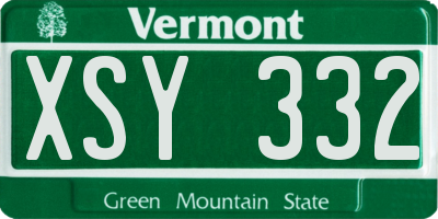 VT license plate XSY332