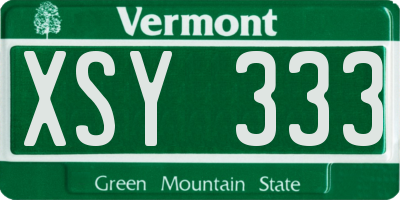 VT license plate XSY333