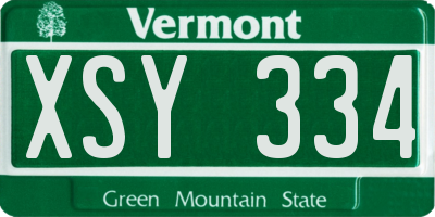 VT license plate XSY334