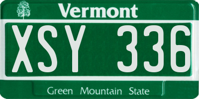 VT license plate XSY336