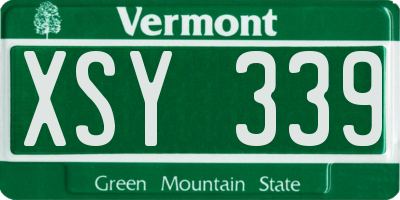 VT license plate XSY339