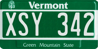 VT license plate XSY342