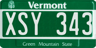 VT license plate XSY343