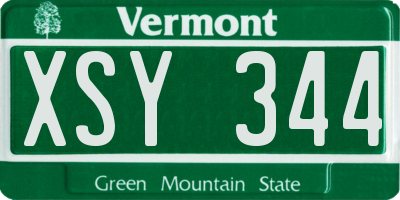 VT license plate XSY344