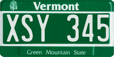 VT license plate XSY345