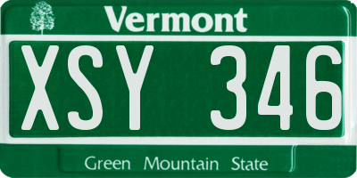 VT license plate XSY346