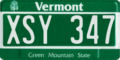 VT license plate XSY347