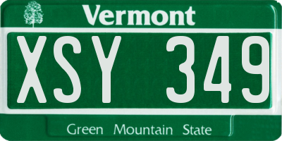 VT license plate XSY349