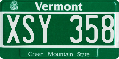VT license plate XSY358