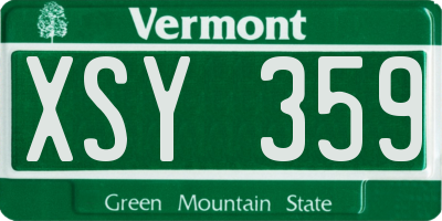 VT license plate XSY359