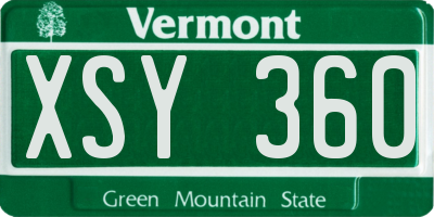 VT license plate XSY360