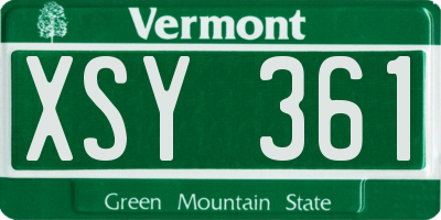 VT license plate XSY361