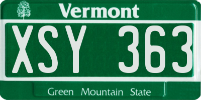 VT license plate XSY363